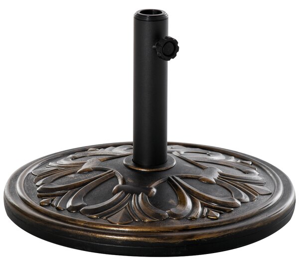 Outsunny 13kg Round Umbrella Base Outdoor Parasol Base Weight Stand Holder for Outdoor Garden Bronze Tone Aosom UK