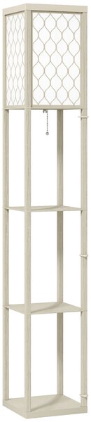 HOMCOM Three-Shelf Standing Lamp - Oak/White