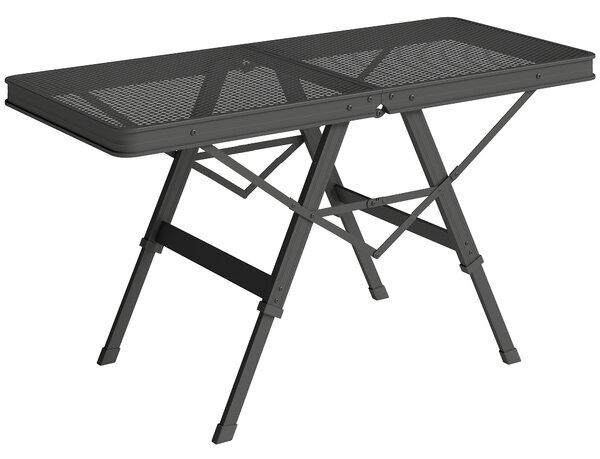 Outsunny 3 ft Folding Camping Table w/ Adjustable Heights, Outdoor Folding Picnic Table with Metal Mesh Desktop & Aluminium Legs, Portable Lightweight BBQ Table for Picnic, Garden, Party, Black