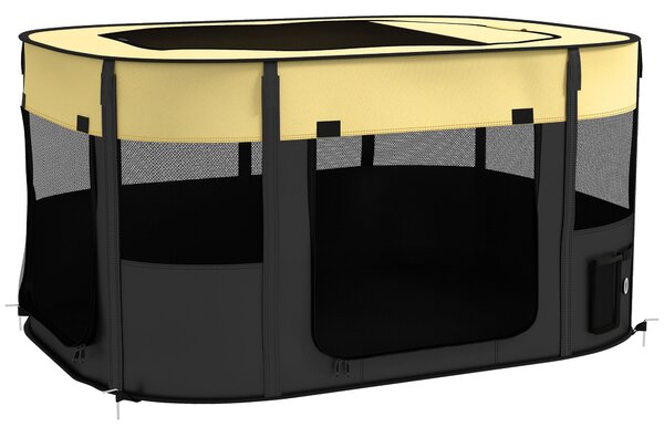 PawHut Foldable Dog Pen with Storage Bag for Indoor/Outdoor Use, Yellow Aosom UK