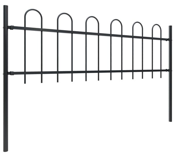 Garden Fence with Hoop Top Steel 13.6x0.6 m Black