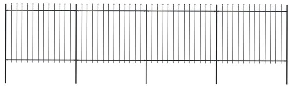 Garden Fence with Spear Top Steel 6.8x1.5 m Black