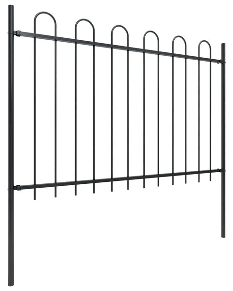 Garden Fence with Hoop Top Steel 1.7 m Black