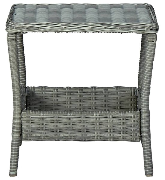 Garden Table Light Grey 45x45x46.5 cm Poly Rattan