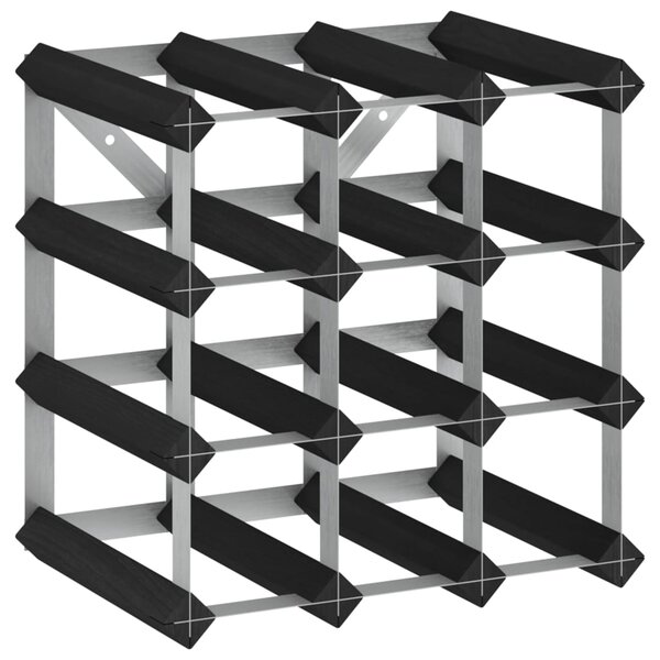 Wine Rack for 12 Bottles Black Solid Pine Wood