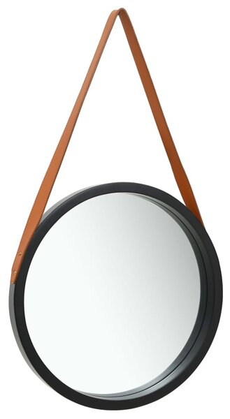 Wall Mirror with Strap 50 cm Black