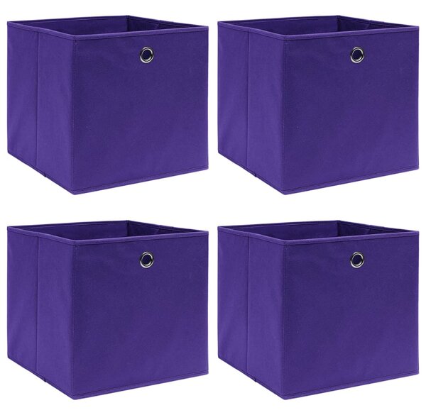 Storage Boxes 4 pcs Non-woven Fabric 28x28x28 cm Purple