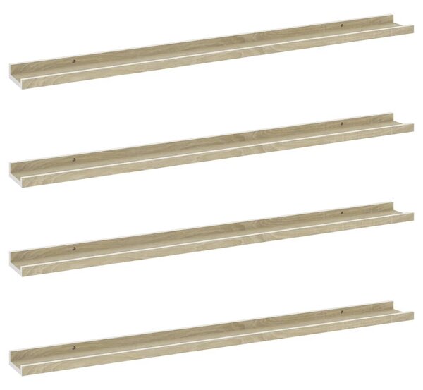 Wall Shelves 4 pcs White and Sonoma Oak 100x9x3 cm