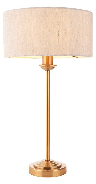 Manon Table Lamp in Vintage Brass & Natural Linen