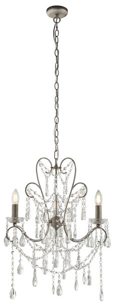 Luc 3-Light Vintage Chandelier in Silver & Clear Cut Glass