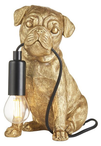 Patti Pug Puppy Table Lamp in Gold