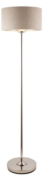 Manon Floor Light in Brushed Chrome With Linen Shade