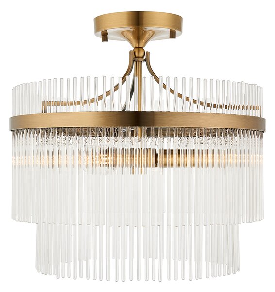 Monica 3-Light Semi Flush in Antique Brass