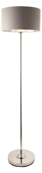 Manon Floor Light in Bright Nickel With Charcoal Linen Shade