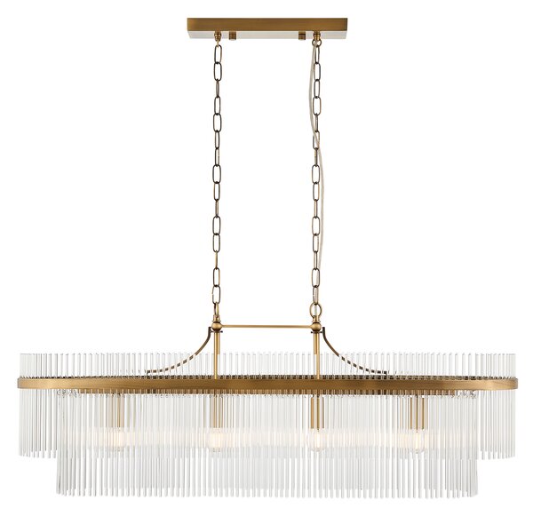 Monica 4-Light Linear Pendant in Antique Brass