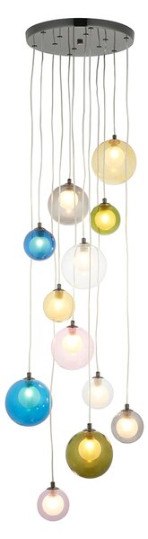 Kwan 12-Light Cluster Pendant in Multi-Coloured Glass