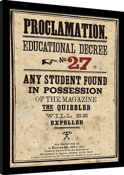 Framed poster Harry Potter - Educational Decree No. 27