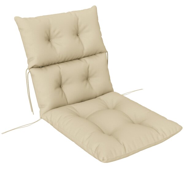 Outsunny Tufted Adirondack Chair Cushion, Thick Garden Seat Cushion Pad with Backrest, Ties for Outdoor and Indoor Use, Beige