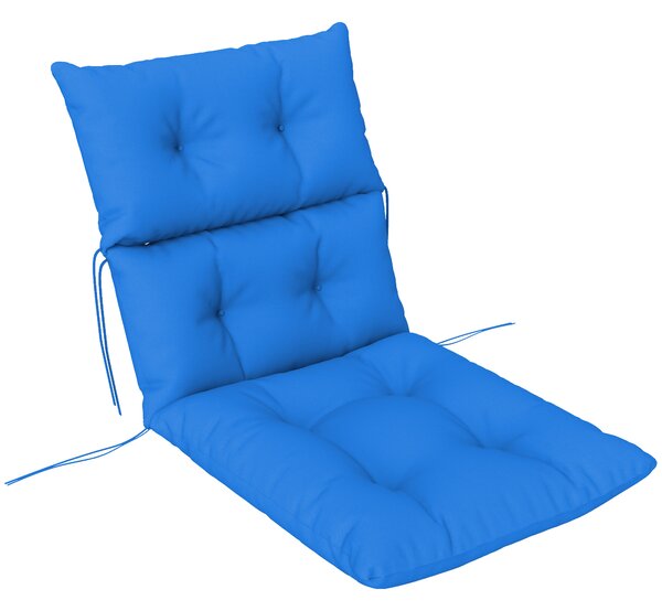 Outsunny Tufted Adirondack Chair Cushion, Thick Garden Seat Cushion Pad with Backrest, Ties for Outdoor and Indoor Use, Blue