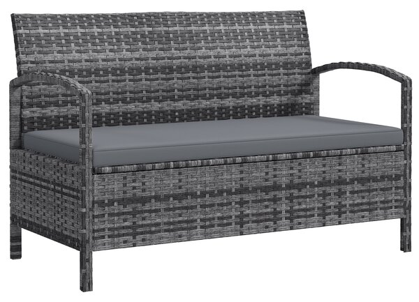 Outsunny 125L Storage Garden Bench, with Cushion - Grey