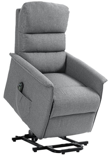 HOMCOM Electric Power Lift Recliner Chair with Spring Pack Seat, Fabric Recliner Armchair for Elderly w/ Footrest, Pockets Aosom UK