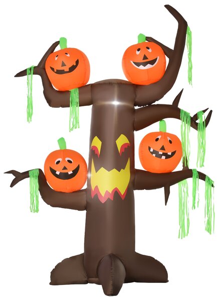 HOMCOM Next Day Delivery Halloween Inflatable Decoration Ghost Tree, 2.4m, 6 LED lights