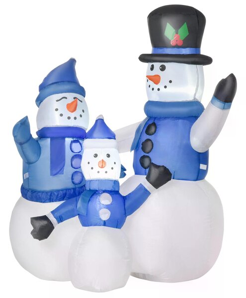 HOMCOM Christmas Inflatable Snowman Family Outdoor Home Seasonal Decoration w/ LED Light