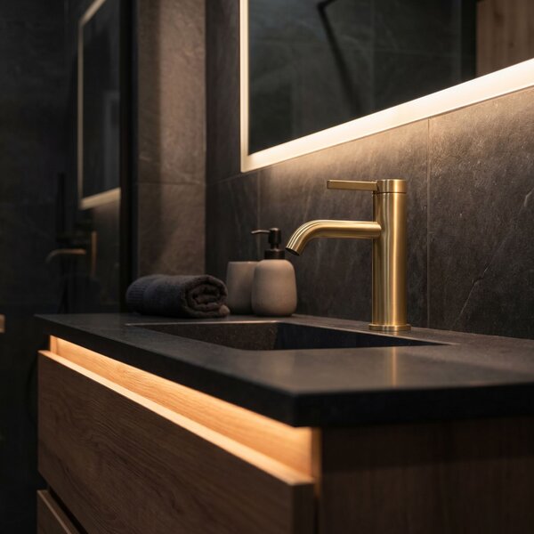 Bathroom faucet Rea Rivo Brush Gold