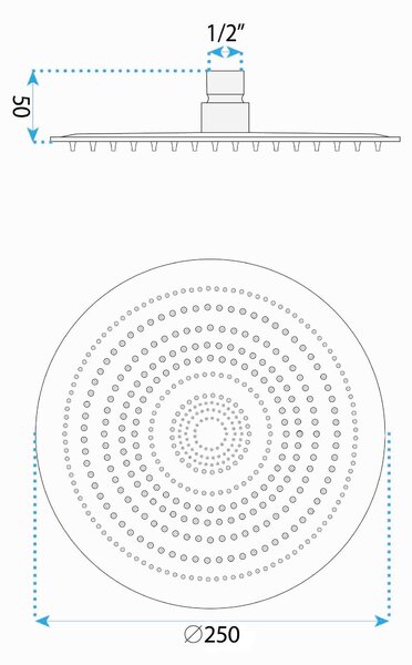 Round rain shower REA JS-P014 25cm Chrome