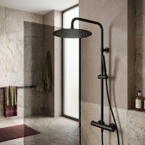 Round rain shower REA JS-P014B 30cm Black