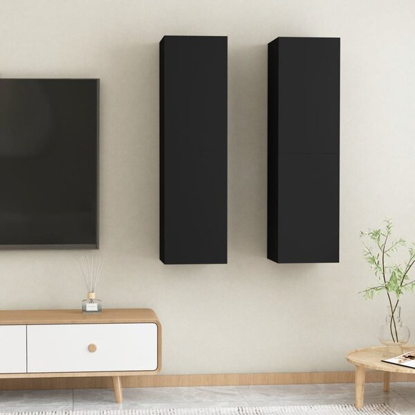 TV Cabinets 2 pcs Black 30.5x30x110 cm Engineered Wood