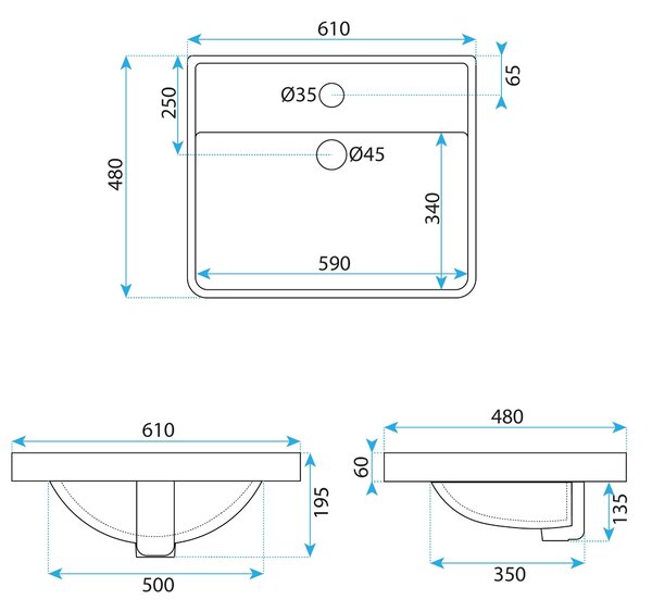 Inset washbasin Rea ALISHA