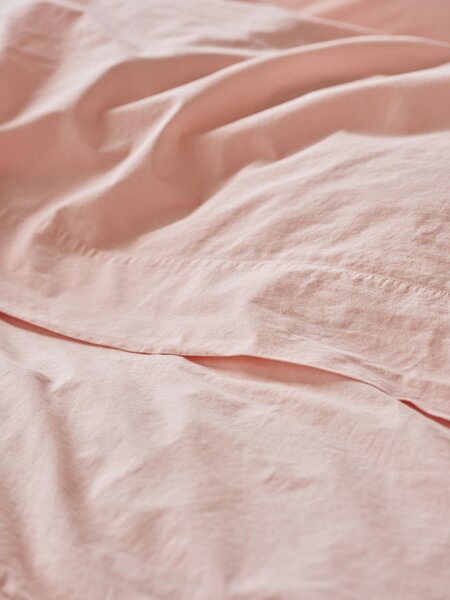 Poetic Pink Washed Cotton Percale Flat Sheet | King | Piglet in Bed