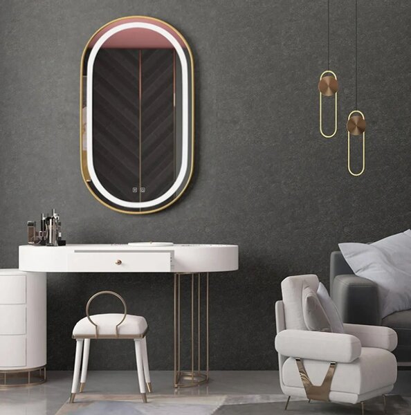 Mirror LED OLL 60x90 cm Brush Gold