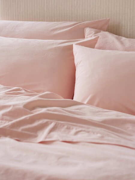 Poetic Pink Washed Cotton Percale Pillowcases (Pair) | Standard | Piglet in Bed