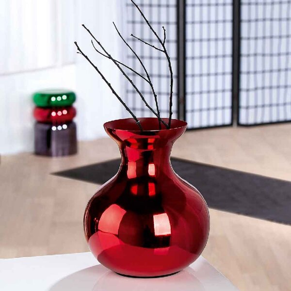 Carnation Iron Vase In Shiny Red