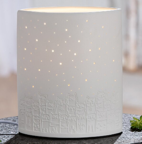 Belvaro Porcelain Cat Table Lamp in White