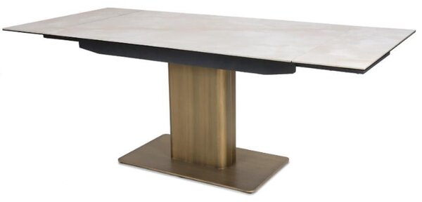 Danvera Ceramic Extending Dining Table In Oak And Smoke Grey