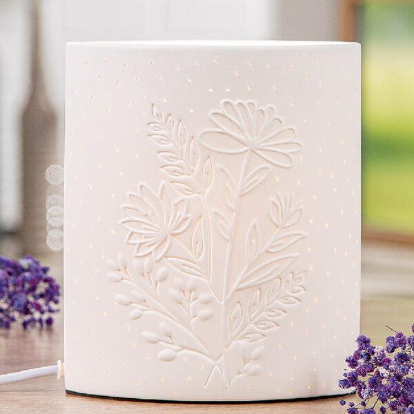 Belvaro Porcelain Floral LED Table Lamp in White