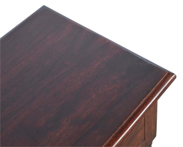 Handcrafted Solid Mango Wood Occasional Table with Turned Legs, Pre-assembled Unit with Drawer and Shelves, 60L x 35W x 70H cm, Brown Aosom UK