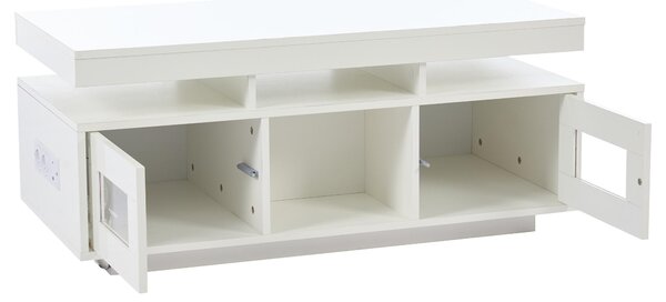 Modern Coffee Table with App-Controlled LED and USB Port, Space-Saving Unit with Acrylic Cabinets and Storage, 100L x 50W x 43H cm, White Aosom UK