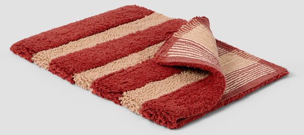 Sandstone Red Pembroke Stripe Cotton Bath Mat | 50 x 70cm | Piglet in Bed