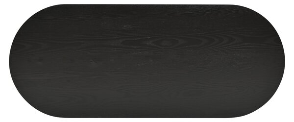 Oval Centre Coffee Table with Double Square Legs and Felt Feet, Minimalist Table for Compact Living Rooms, 119.5L x 50W x 35.5H cm, Black Aosom UK