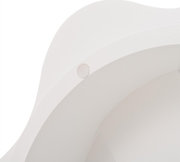 Flower-Shaped Coffee Table with 2 Shelves and Double-Tier Design, 360° Rotating Tabletop for Living Room, 75L x 67.5W x 31H cm, White Aosom UK