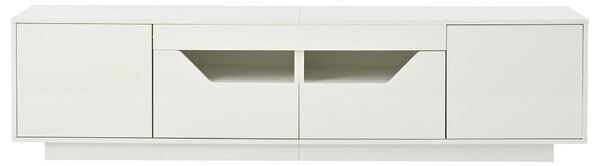 High-Gloss TV Entertainment Centre with App-Controlled LED Lighting, Modern TV Stand with Multi-Zone Storage, 180L x 40W x 45H cm, White Aosom UK