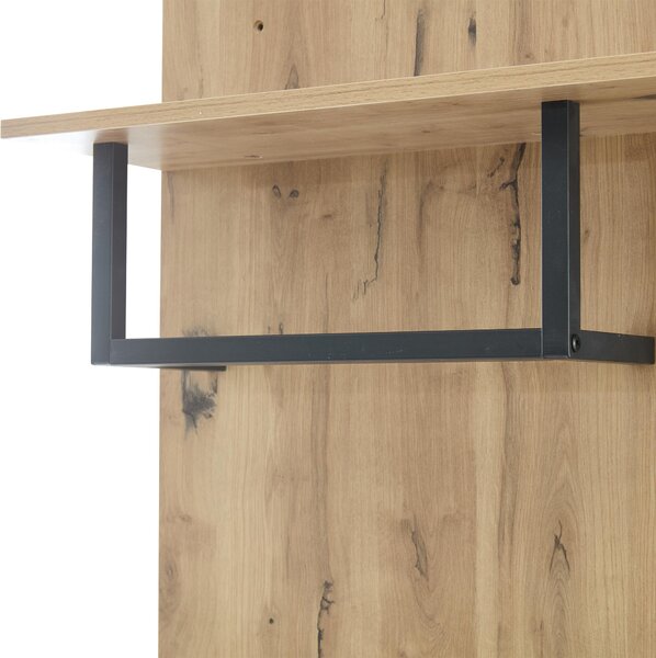 7-In-1 Coat Rack with 2 Shoe Compartments and Semi-open Shelves, High-gloss Cabinet with Mirror, 100L x 38.5W x 190H cm, White+Oak Aosom UK