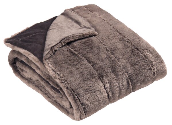 Paoletti Empress Faux Fur 130cm x 180cm Throw Taupe