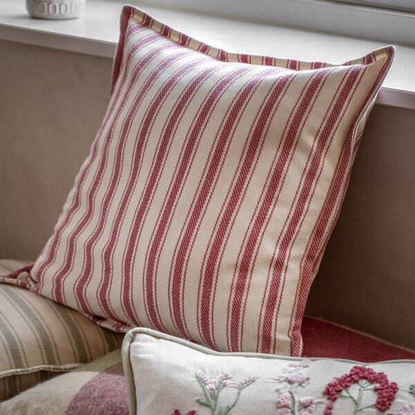 Alston Woven Stripe 45cm x 45cm Filled Cushion Cranberry