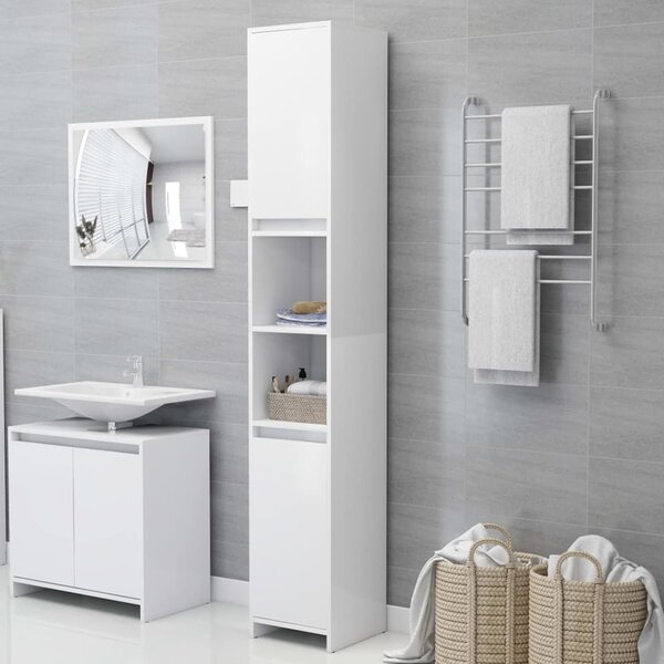 Sayreville Wooden Bathroom Cabinet With 2 Doors Without Handle - White