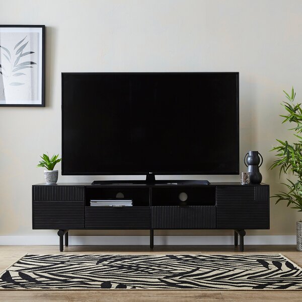 Spencer Extra Wide TV Unit for TVs up to 80", Mango Wood Black